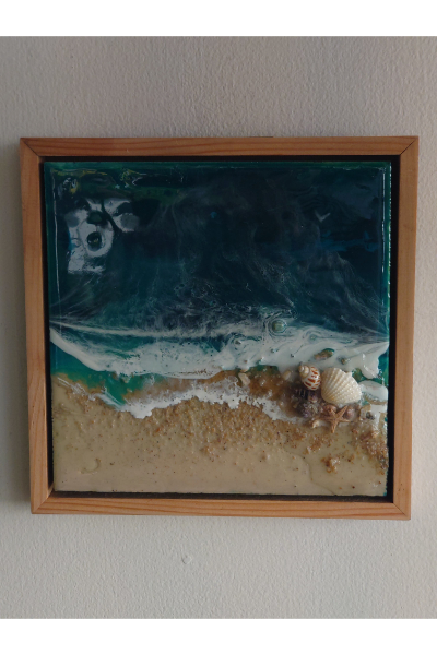RW80017 - Blue Ocean Sea Shell  - 04 Pieces - Framed